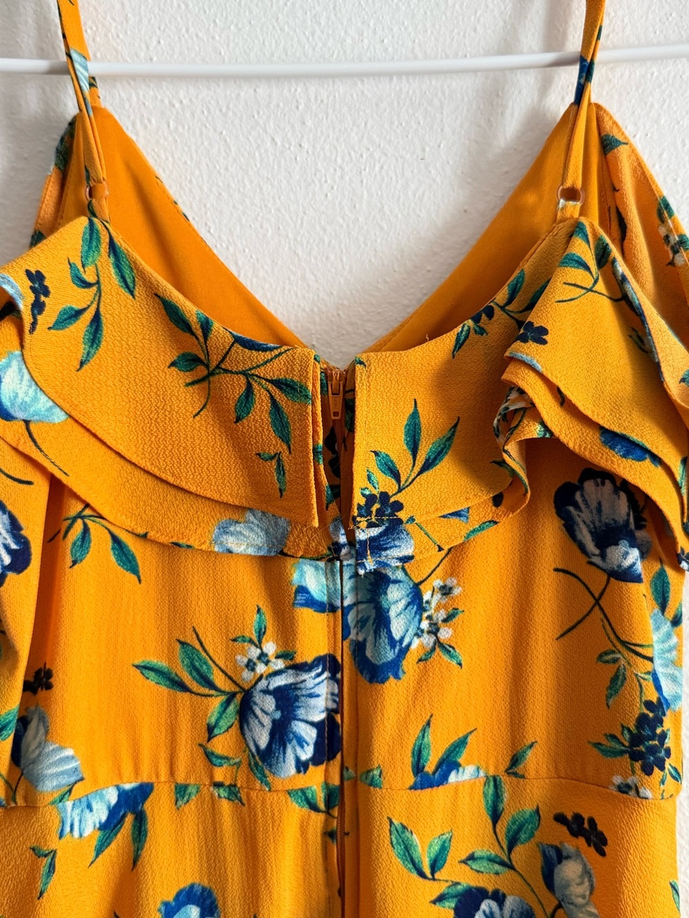 ☀️ BCX • Yellow Floral Ruffle Cold-Shoulder High-Low Dress • Juniors 9 or WM 8 - Picture 5 of 13